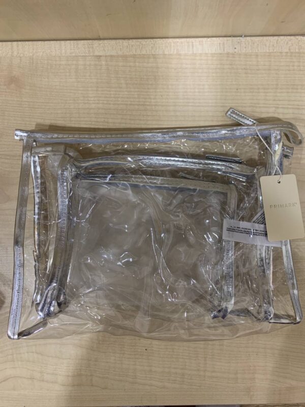 Набір косметичок Primark прозорих з срібним обідком 3 шт