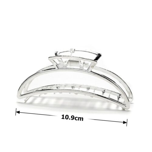 Заколка-краб металева срібна 11 см