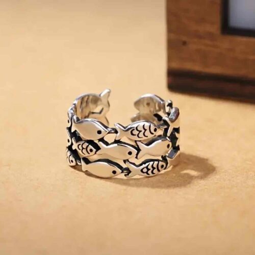 Каблучка унісекс "Рибки" срібна (8474)