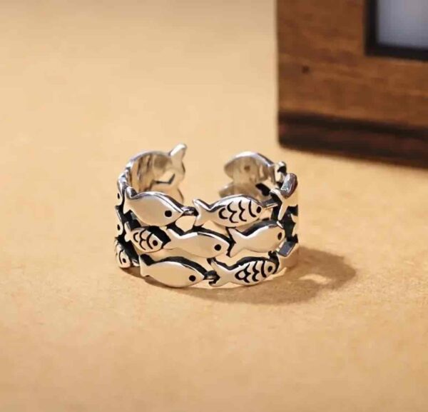 Каблучка унісекс "Рибки" срібна (8474)