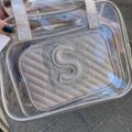 Набір косметичок "Буква" 3 в 1 прозора/срібляста стьобана Primark з ручками