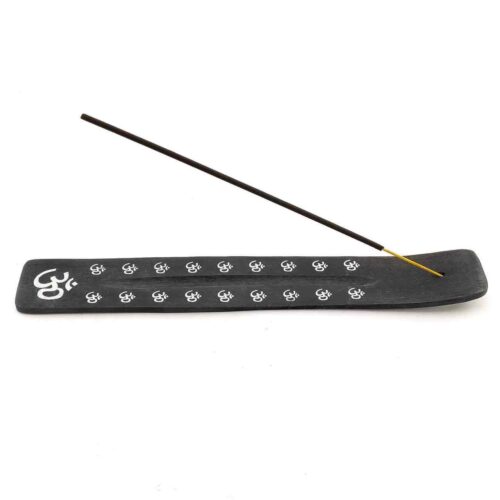 Підставка для аромапаличок "ОМ" дерев'яна чорна 26х4х1см