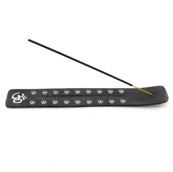 Підставка для аромапаличок "ОМ" дерев'яна чорна 26х4х1см