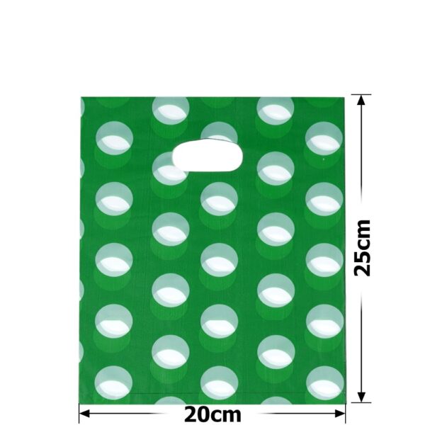 Пакет подарунковий ПВХ (20*25) зелений в горошок