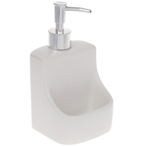 Дозатор для рідкого мила керамічний "М'який квадрат" з відділенням білий