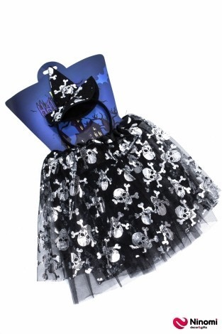 Костюм на Хелловін дитячий "Відьмочка" чорний з черепами