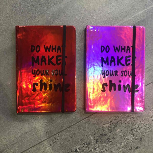 Блокнот А5 " Do what make your soul shine" голографічний на гумці 80 арк. клітинка