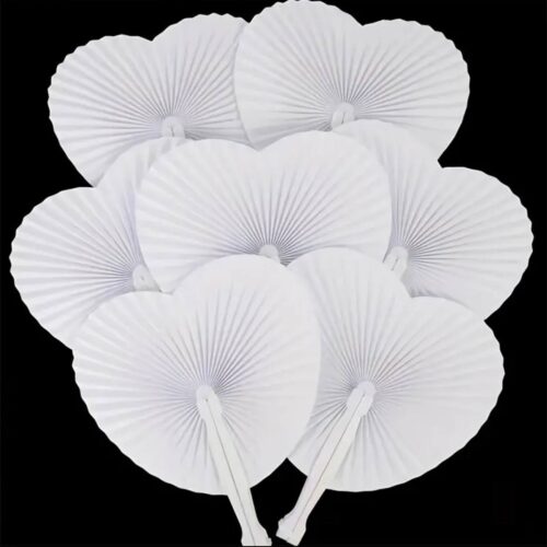 Віяло/ Опахало міні "Серце" паперове біле 25*22 см