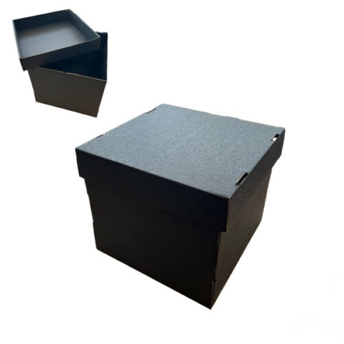 Коробка подарункова 22,5*22,5*20 см мікрогофра чорна