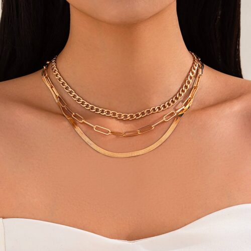 Намисто-Чокер/ Кольє ланцюг потрійний золотий