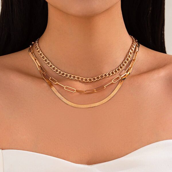 Намисто-Чокер/ Кольє ланцюг потрійний золотий