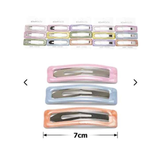 Заколка тік-так прямокутна глянцева з напиленням 7 см мікс кольорів 3 шт