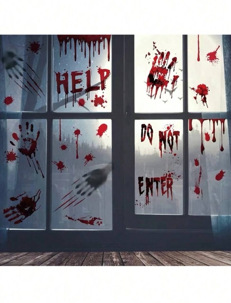 Декор на Хелловін наклейка "Help/ Do not enter" 20*30 см