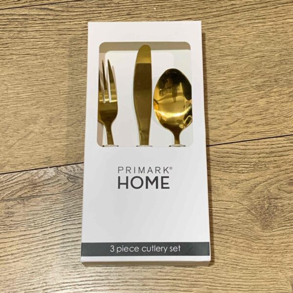 Набір столових приборів Primark (ложка/виделка/ніж) золотий