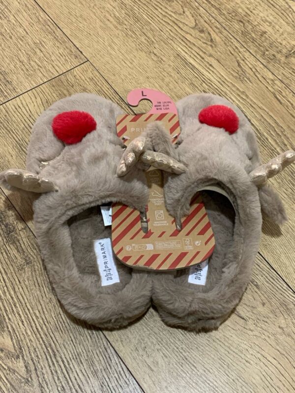 Тапочки-сабо 3D жіночі Primark "Олені" з еко-хутра