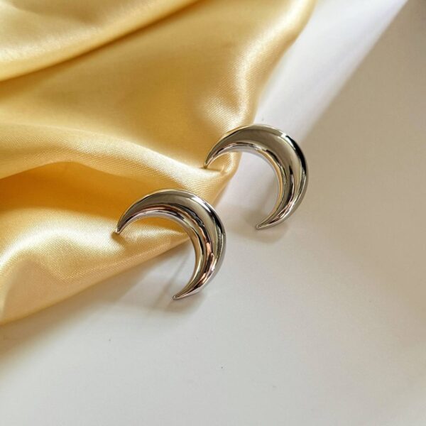 Сережки геометричні півмісяць дуті срібні (10673)