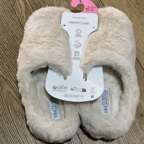 Тапочки-сабо жіночі пухнасті Primark (устілка меморі) беж