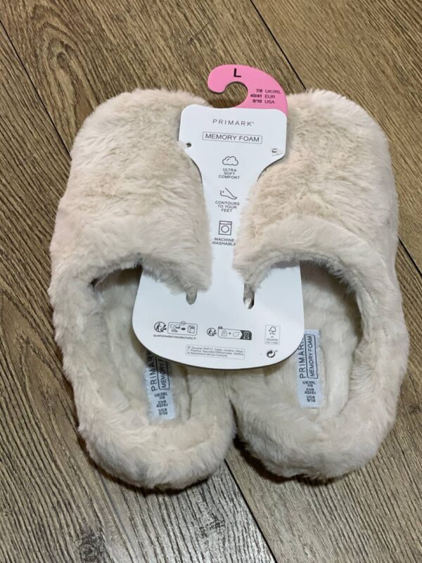 Тапочки-сабо жіночі пухнасті Primark (устілка меморі) беж