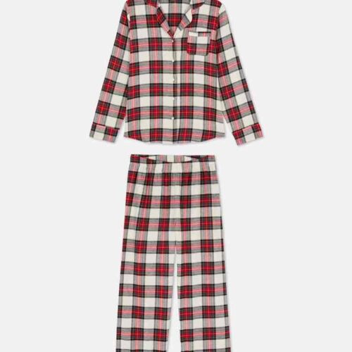 0c2fe7f1-c8a9-470a-8c42-d75c4cac82ab.jpg Піжама жіноча boyfriend в клітинку Primark котон біла з червоним