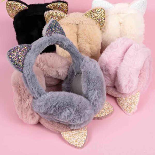 Навушники хутряні "Вушка котика з пайєтками"