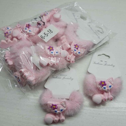 Гумка для волосся дитяча хутряна "Котик" рожева 1 шт