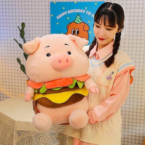 М'яка іграшка-обнімашка плюшева "Свинка-бургер» 50 см