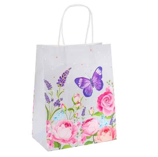 Пакет подарунковий "S” (17*23*10 см) Крафт “Весняний сад»