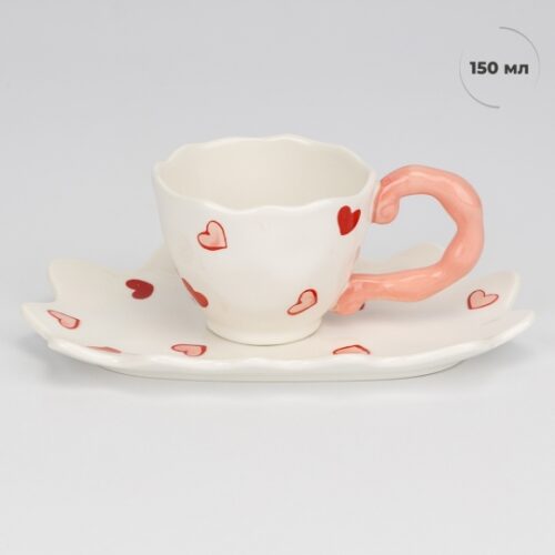 Чашка керамічна з блюдцем "Романтична історія" 150 мл