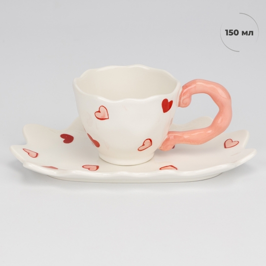 Чашка керамічна з блюдцем "Романтична історія" 150 мл