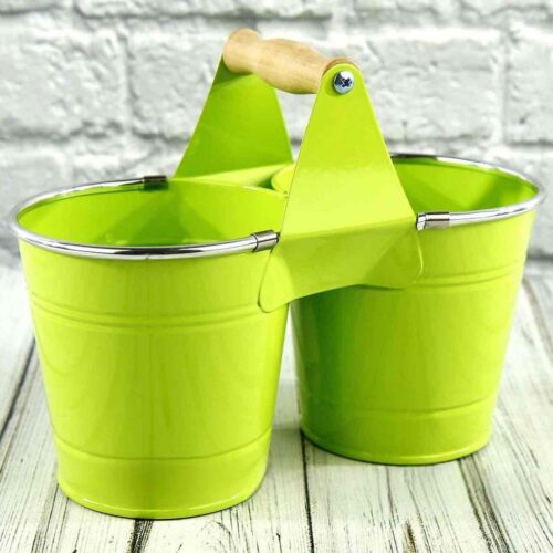 Кашпо металеве подвійне глянцеве овальне (8*11*10) салатовий