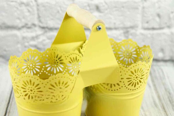 Кашпо металеве ажурне подвійне (11*10*8) жовтий