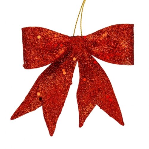 Бант декоративний 11 см блискучий червоний