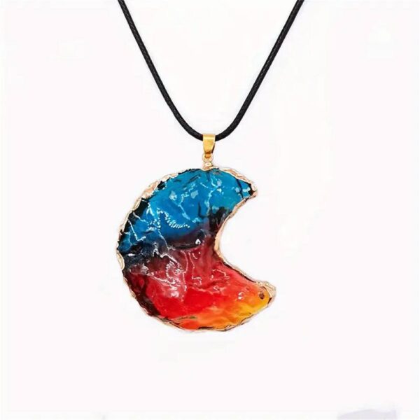 Кулон на чорному шнурі "Місяць" кристал в золотистій оправі