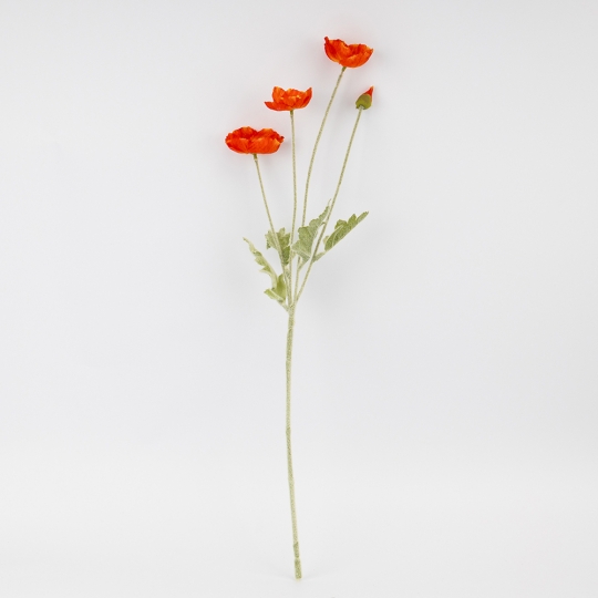 Штучна гілка маків 61 см червоний