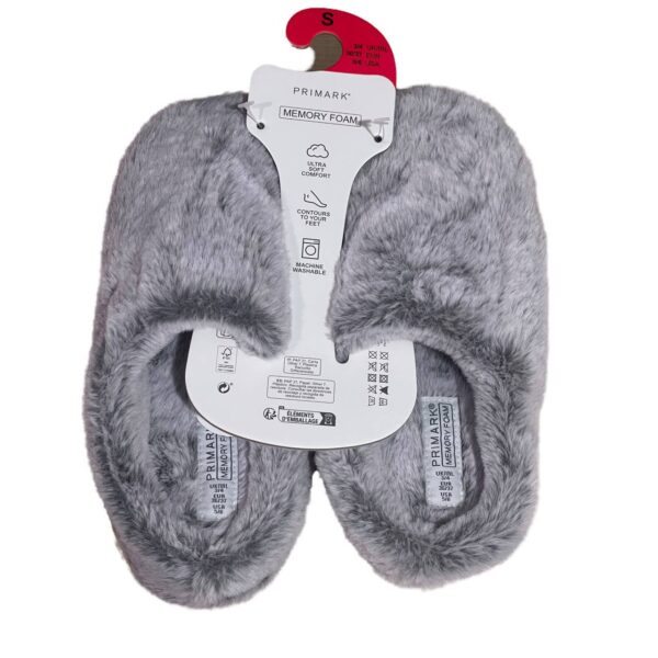 Тапочки-сабо жіночі пухнасті Primark (устілка меморі) сірі