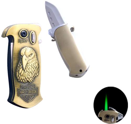 Запальничка газова "Орел/ HARLEY-DAVIDSON" з висувним ножем золотий