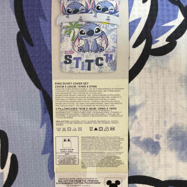 Постіль "Stitch/ Стітч" Primark KING 230*220 підковдра двостороння/ 1 наволочка (74*48) котон