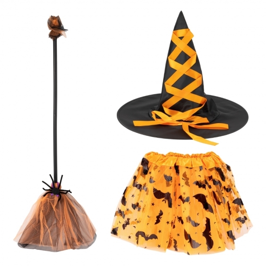 Костюм на Хелловін дитячий "Чаклунка" фіолетовий/ помаранчевий