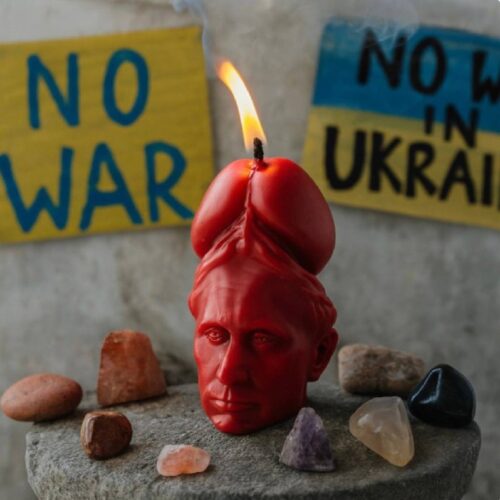 Свічка воскова "ПТН-ПНХ" 5C 8,5 см червона