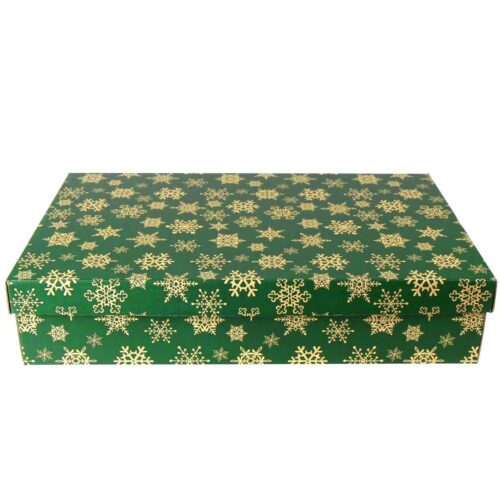 Коробка подарункова з мікрогофрокартону (52*32*12) Новорічна зелена