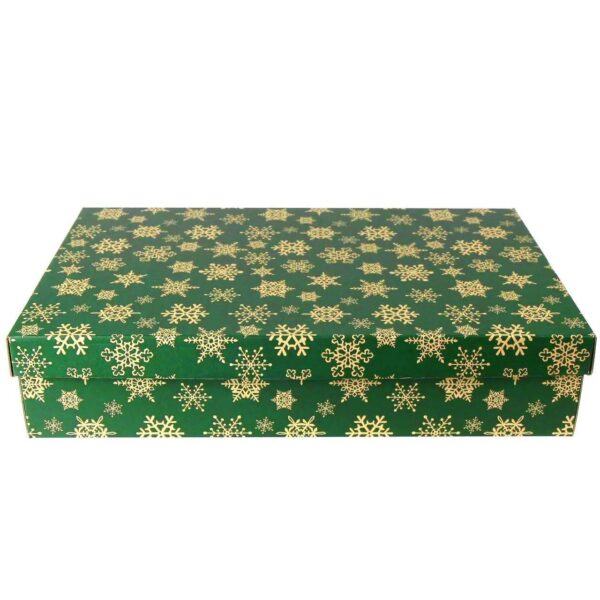 Коробка подарункова з мікрогофрокартону (52*32*12) Новорічна зелена