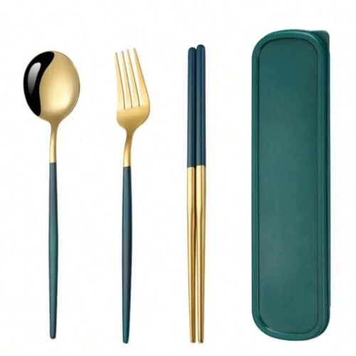 12541c16-cd71-4314-bc1a-cc633d54f4fc.jpg Набір столових приборів (Виделка/Ложка/ Палички для суші) з нерж. сталі смарагдово-золотий
