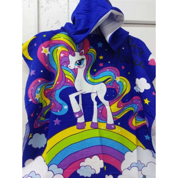 Рушник-Пончо "Єдиноріг" з мікрофібри (60х60 см) синій