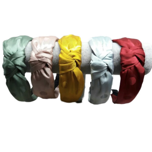 Обруч-чалма атласний в горошок мікс кольорів