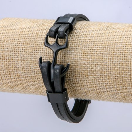 12b7a50d-22a1-473a-88b3-c71c7ecfc979.jpg Браслет чоловічий еко-шкіра "Якір" чорний