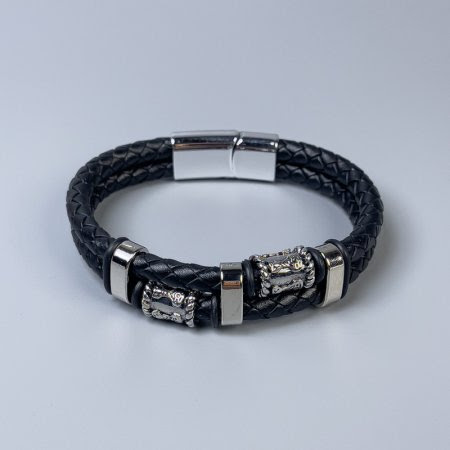 132649b5-e6cf-473f-b1fb-e482d56b9af2.jpg Браслет чоловічий потрійний еко-шкіра з металевими вставками чорний