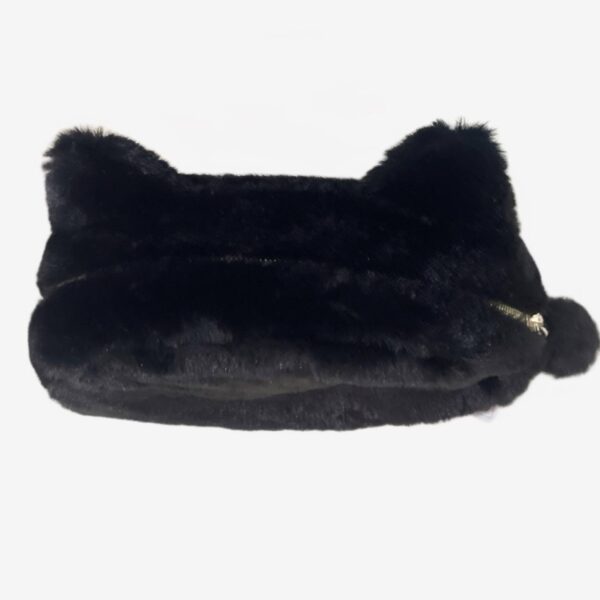 Косметичка півовальна "Котик" Primark плюшева чорна