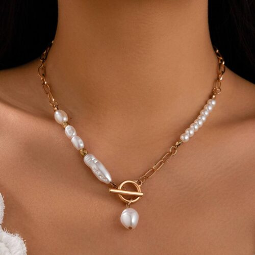 Намисто-Чокер/ Кольє ланцюжок з перлами золотий