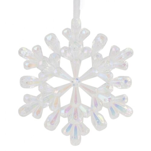 Ялинкова прикраса "Вишукана сніжинка" 11,7 см біла перламутрова