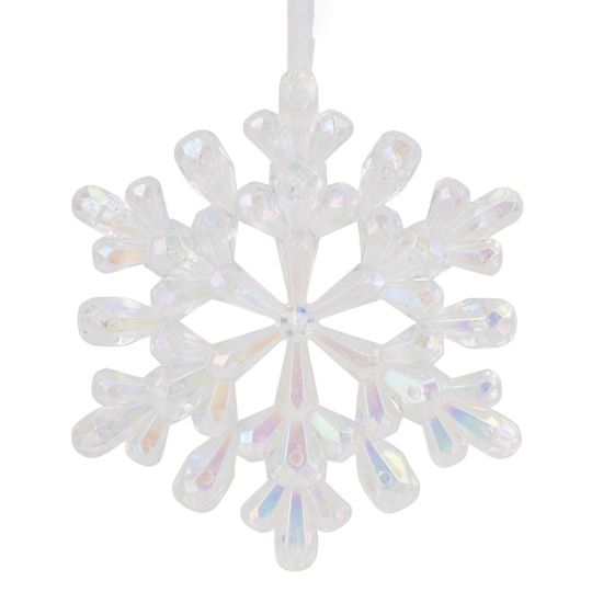 Ялинкова прикраса "Вишукана сніжинка" 11,7 см біла перламутрова